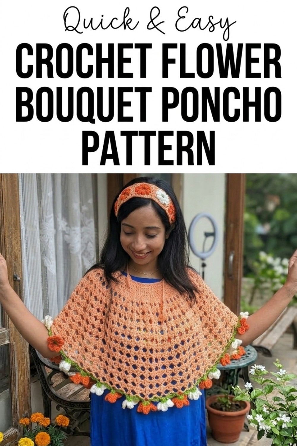 Crochet Flower Bouquet Poncho Pattern