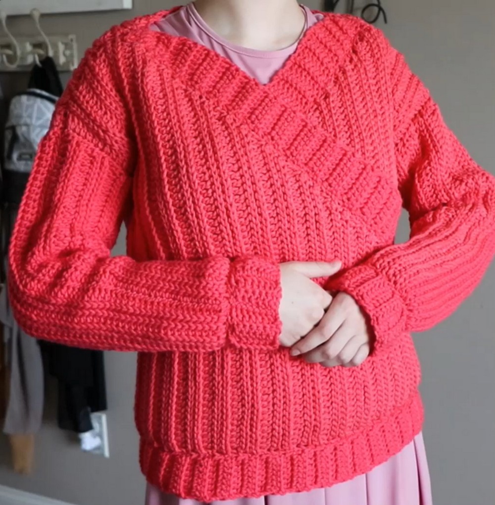 Crochet Front Wrap Sweater 