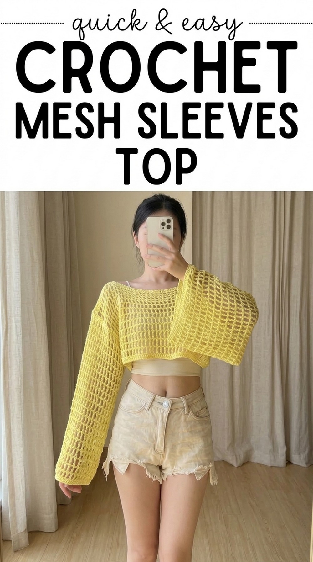 crochet mesh sleeves top