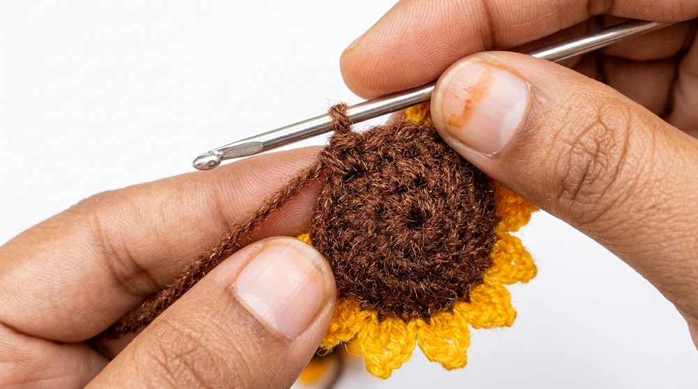 Crochet Sunflower Keychain Pattern