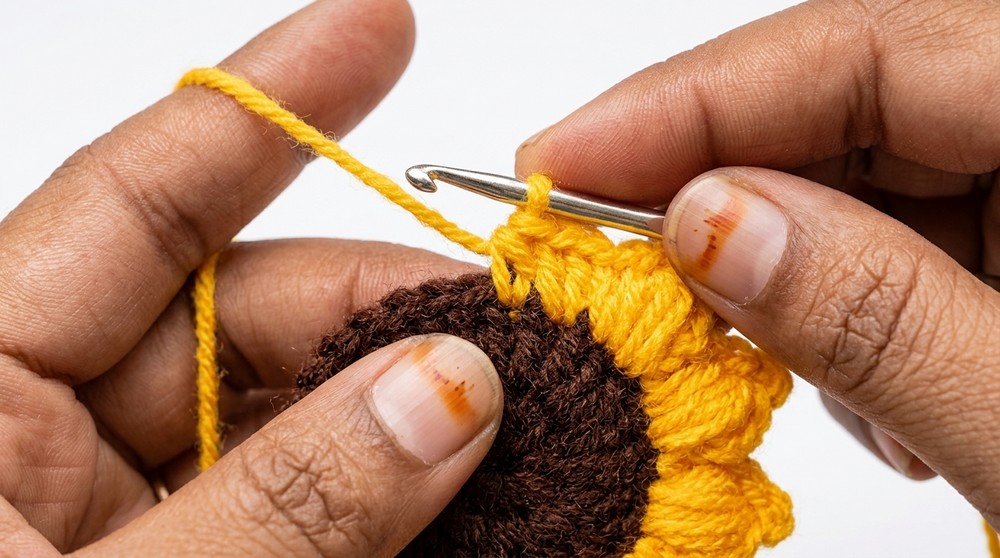 Crochet Sunflower Keychain Pattern