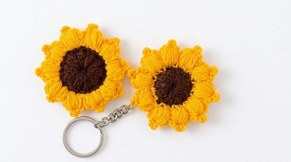 Crochet Sunflower Keychain Pattern
