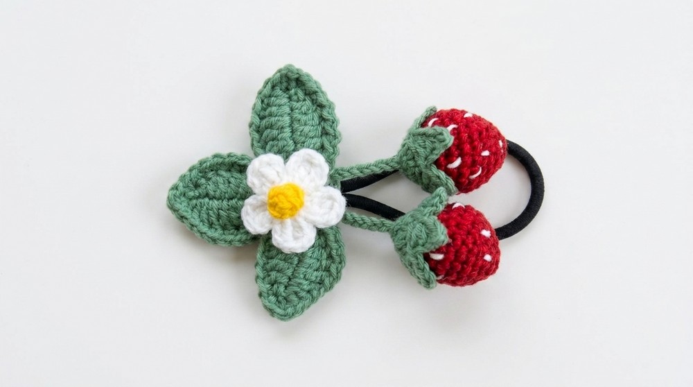 Crochet Strawberry Hair Clip Pattern