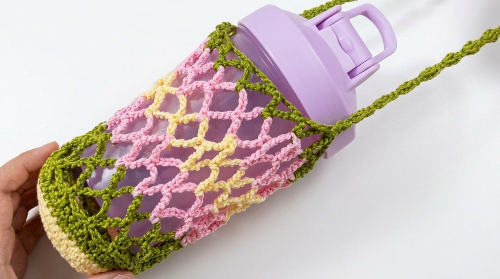 Crochet Flower Bottle Holder Pattern