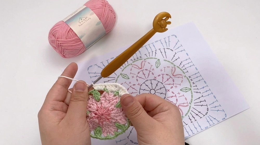 Crochet Flower Drawstring Bag Pattern