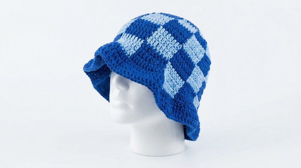 Crochet Checkered Bucket Hat Pattern
