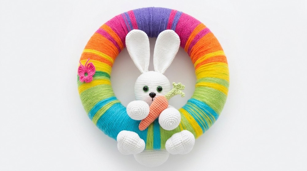 Crochet Rainbow Bunny Hop Wreath Pattern