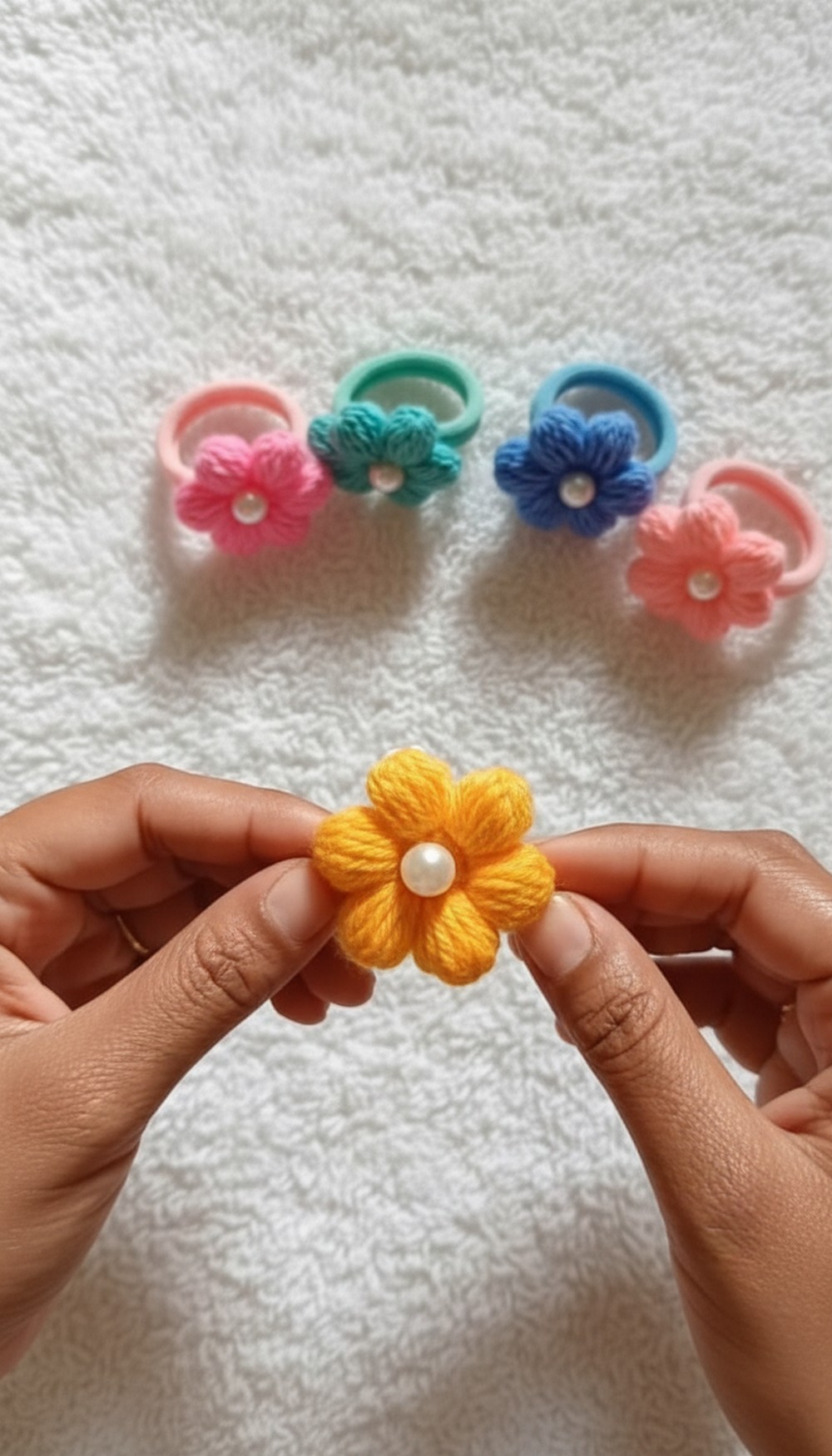 Crochet Bubble Flower Hair Clip Pattern