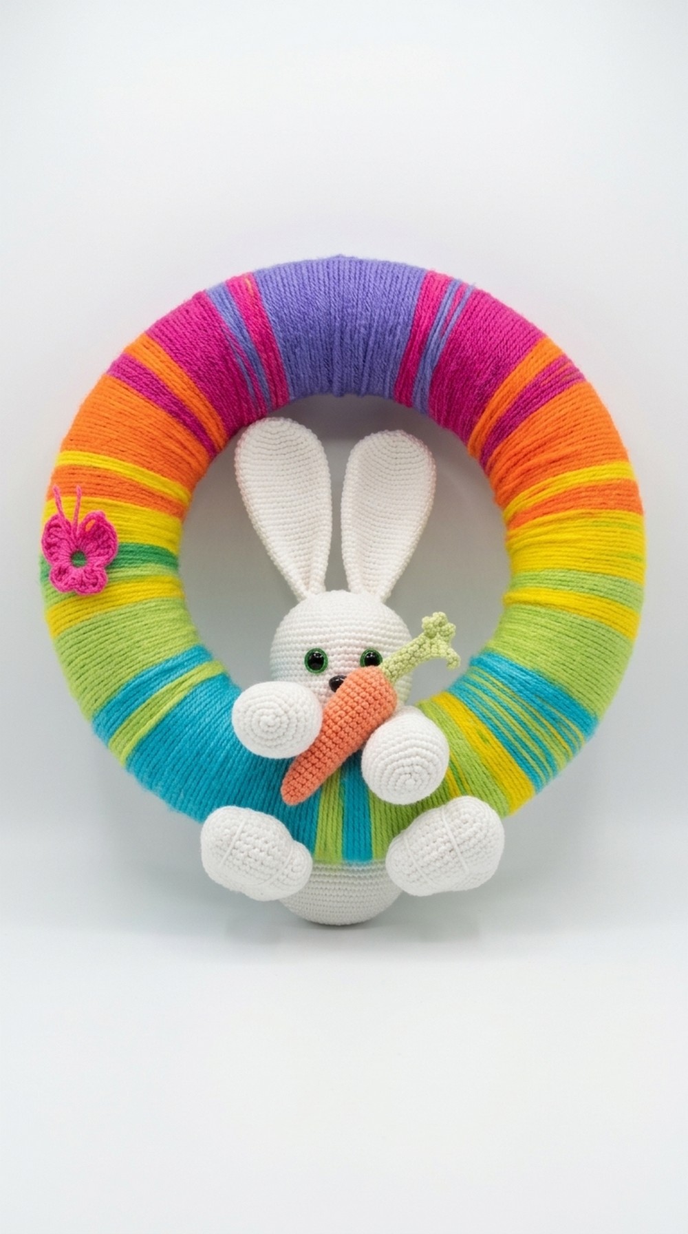 Crochet Rainbow Bunny Hop Wreath Pattern