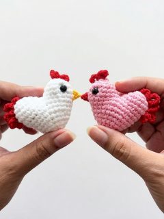 Crochet Heart Chicken Keychain Pattern