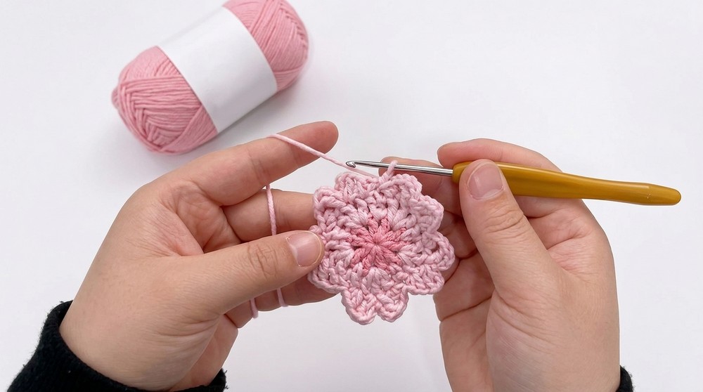 Crochet Flower Drawstring Bag Pattern