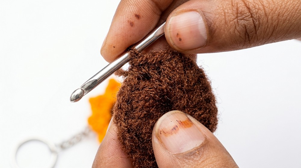 Crochet Sunflower Keychain Pattern