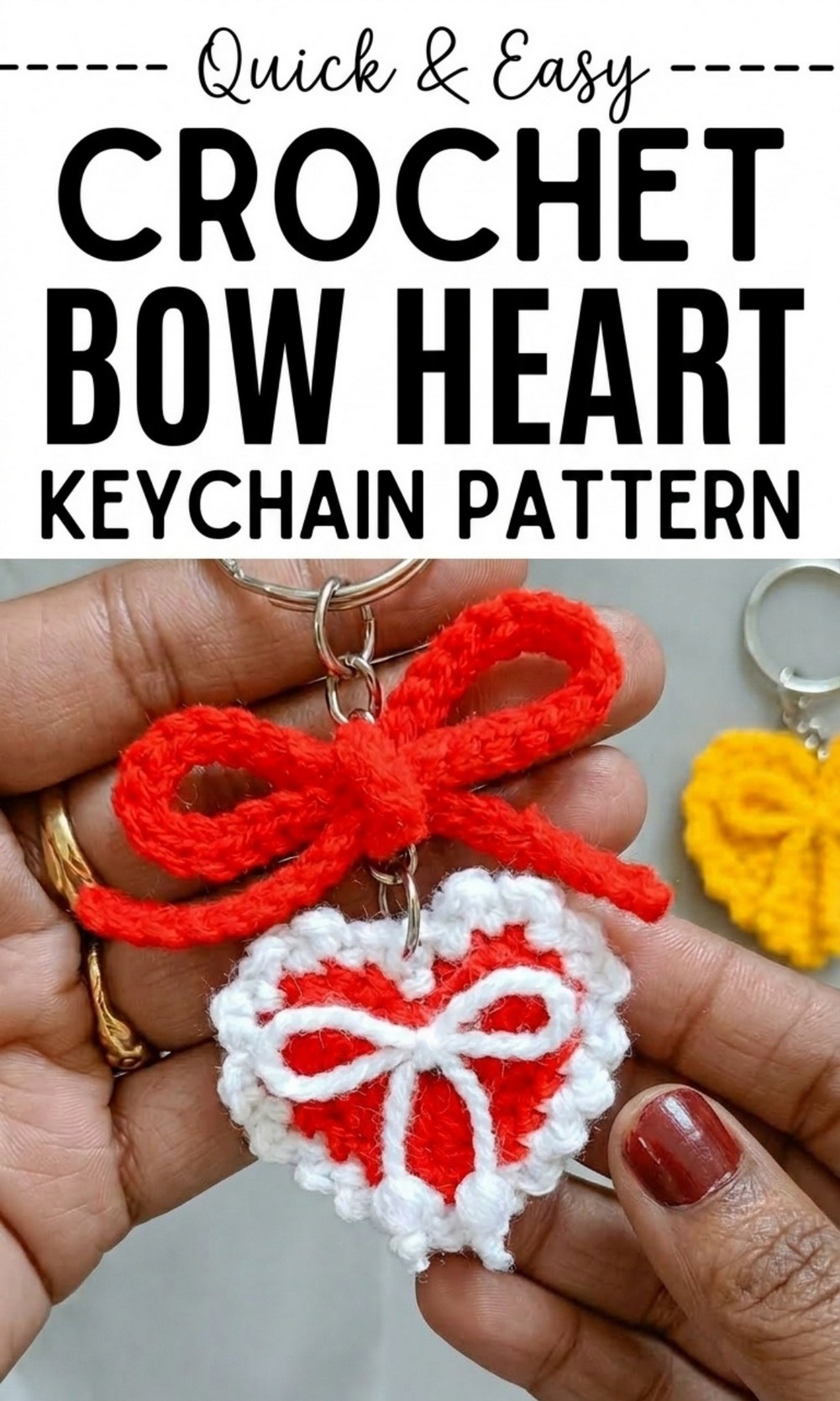 Crochet Bow Heart Keychain Pattern