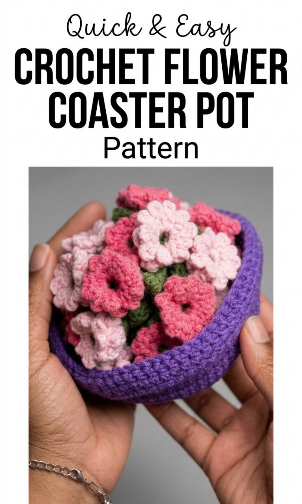 Crochet Flower Coaster Pot Pattern