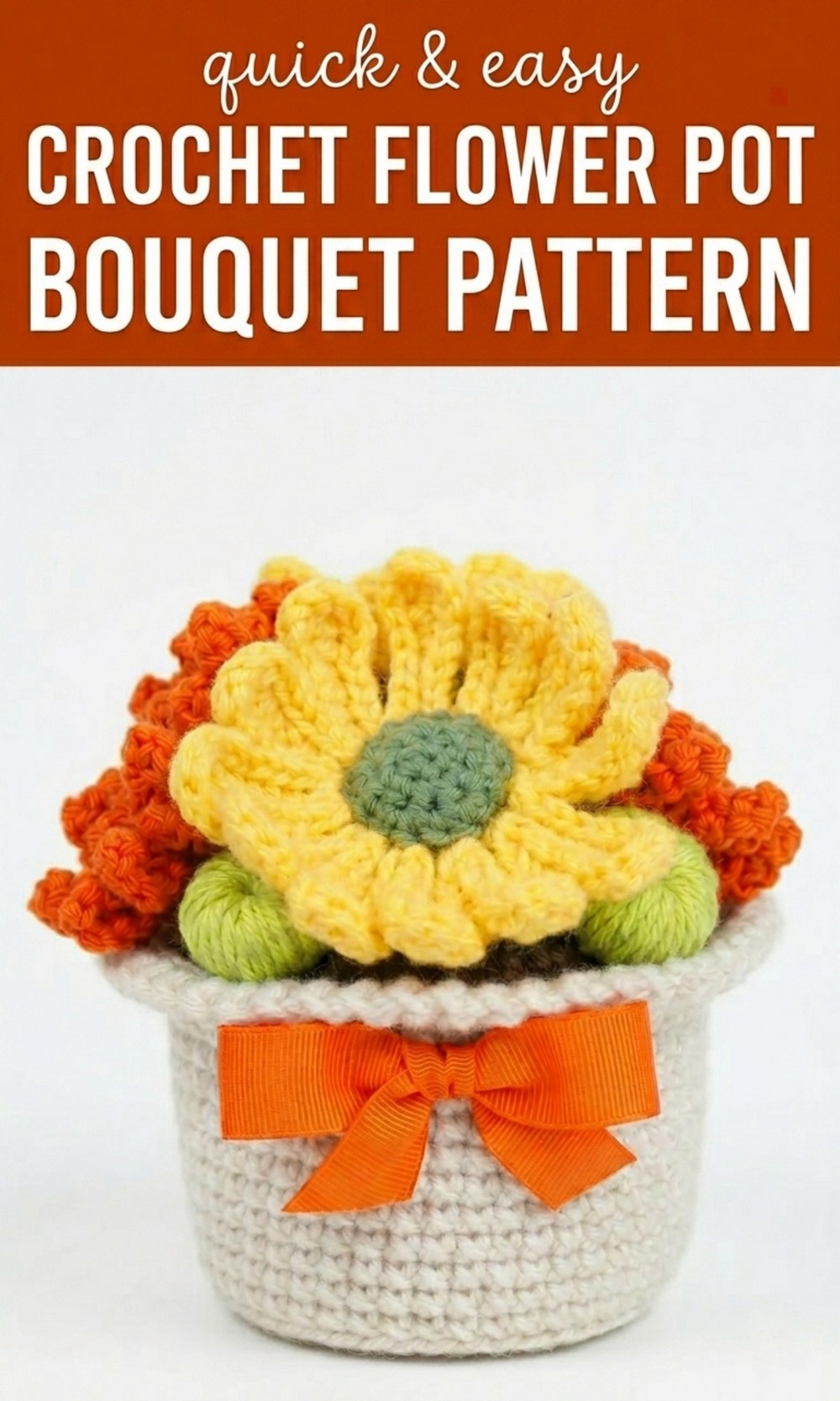 Crochet Flower Pot Bouquet Pattern