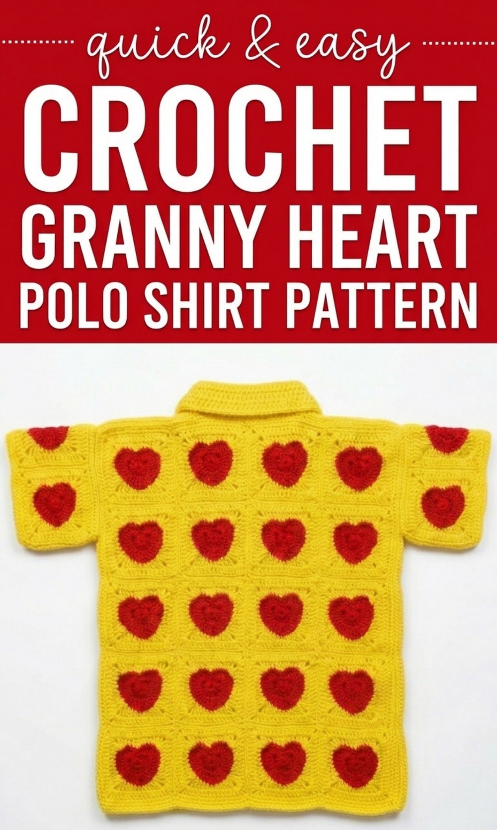 Crochet Granny Heart Polo Shirt Pattern