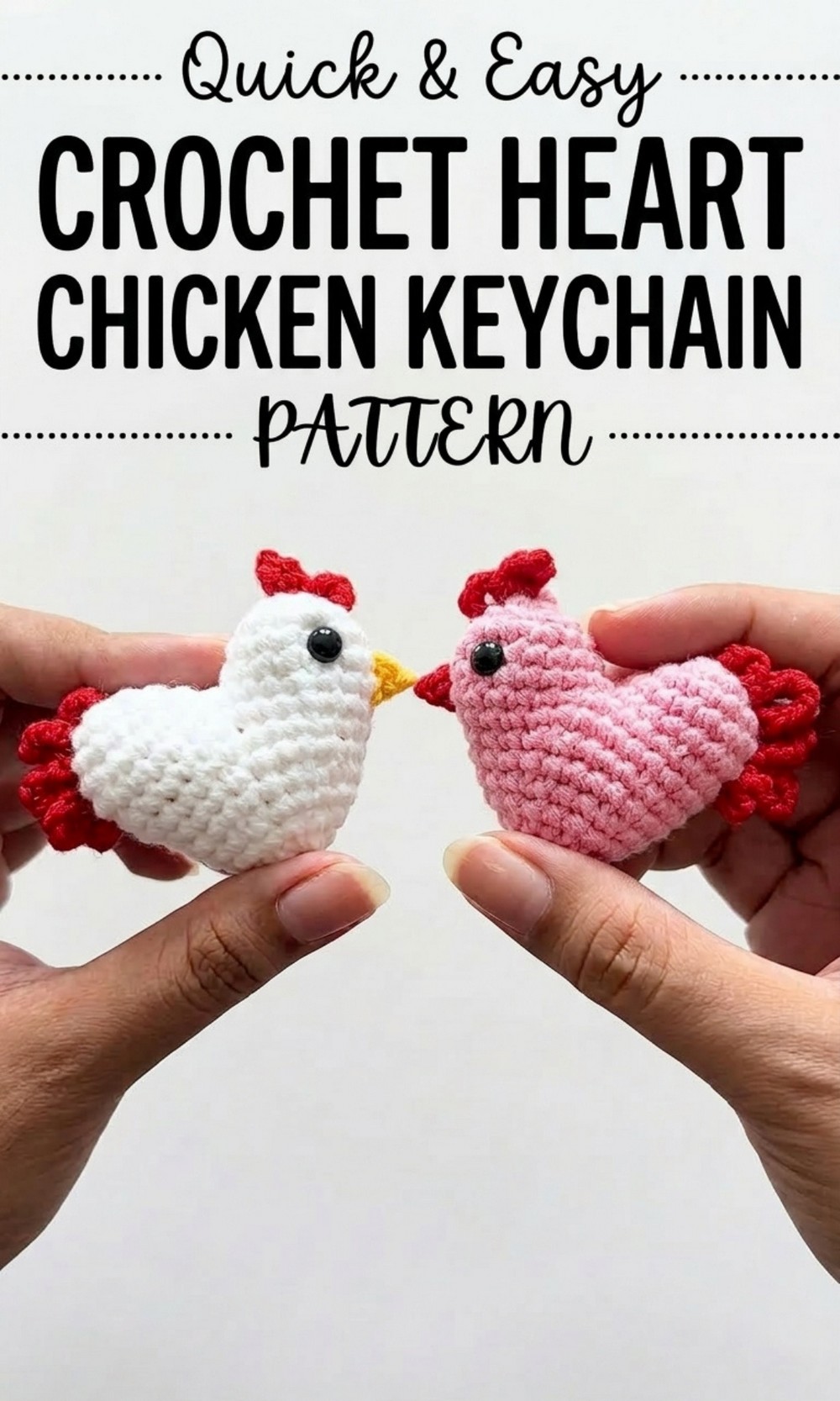 Crochet Heart Chicken Keychain Pattern
