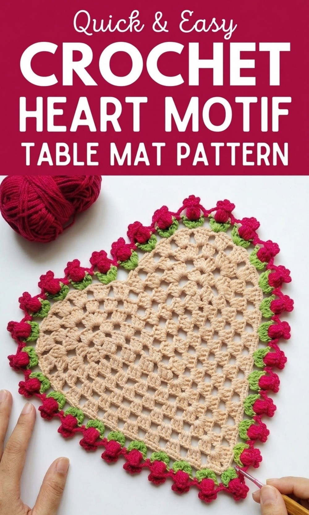 Crochet Heart Motif Table Mat Pattern