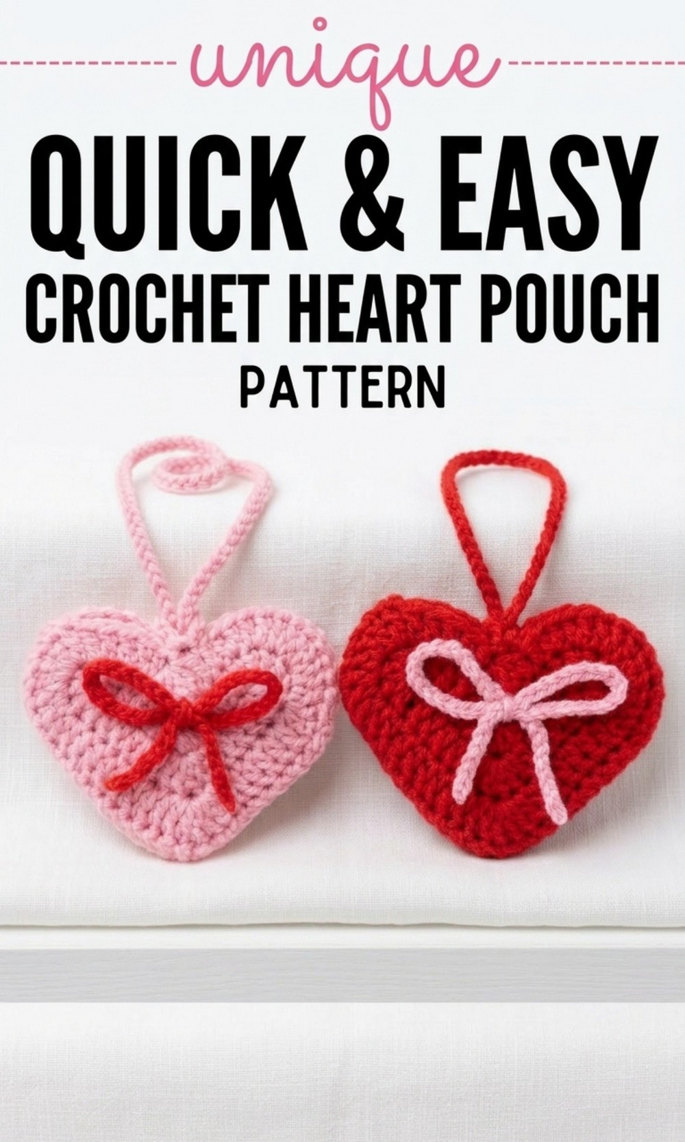 Crochet Heart Pouch Bow Pattern