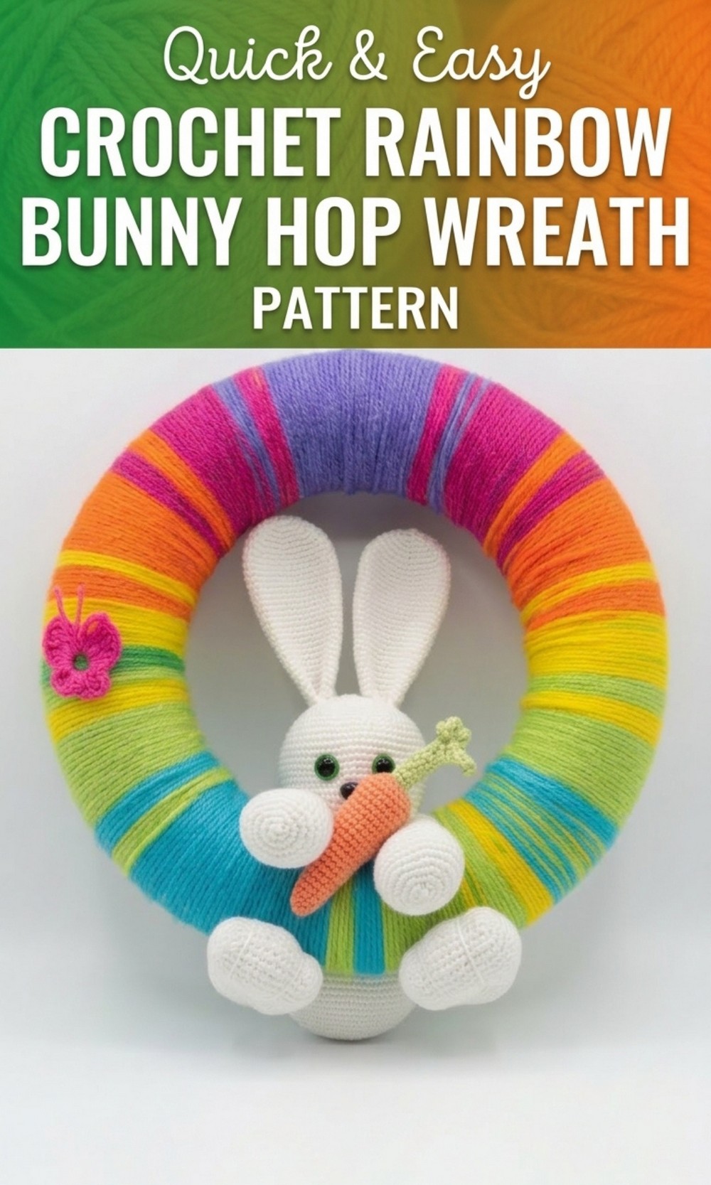 Crochet Rainbow Bunny Hop Wreath Pattern