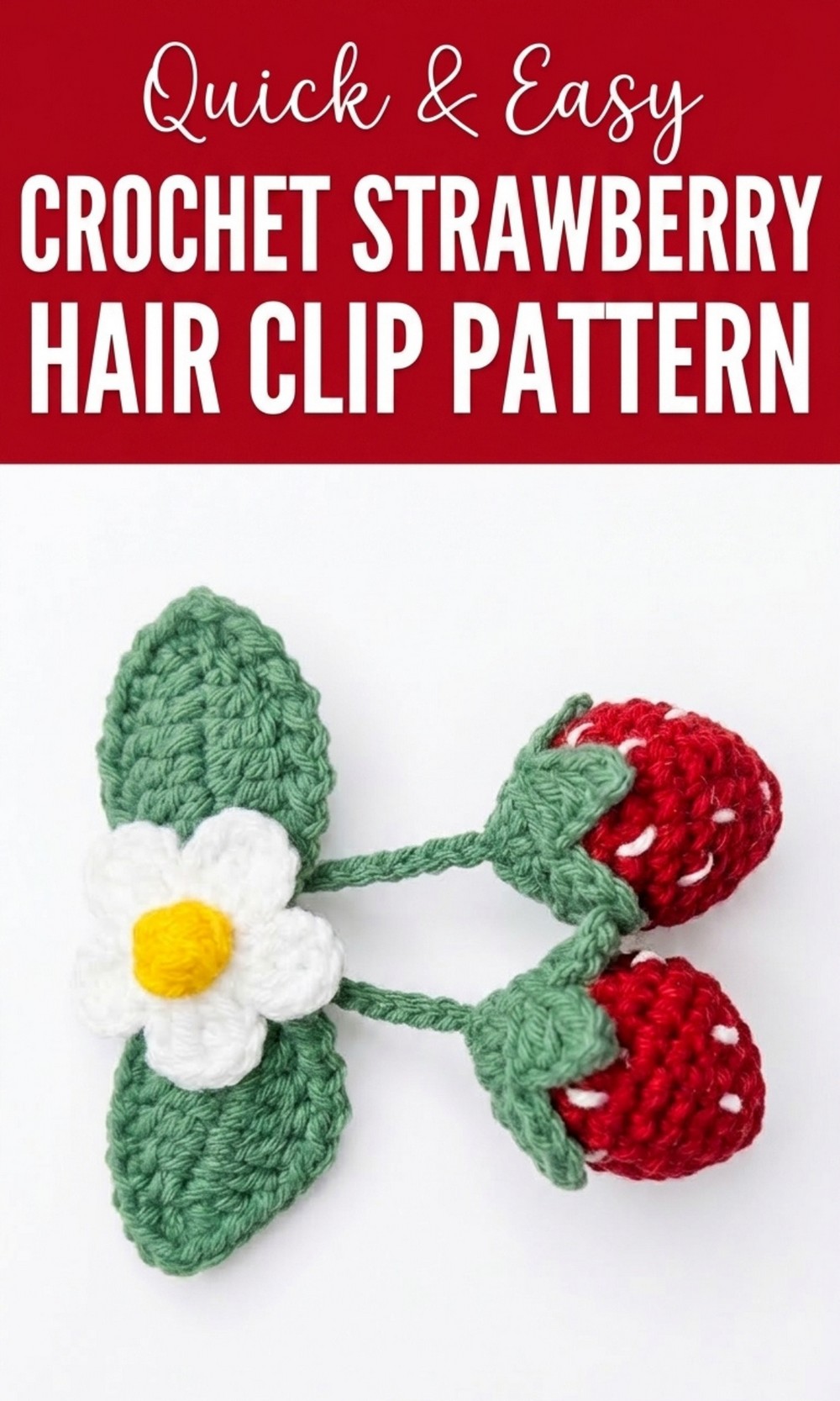 Crochet Strawberry Hair Clip Pattern