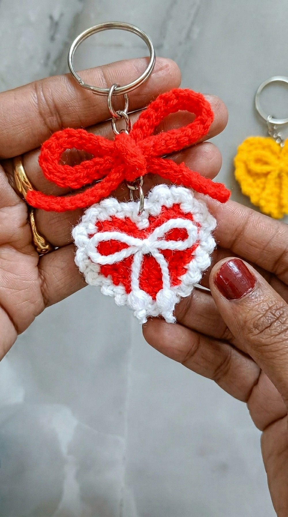 Crochet Bow Heart Keychain Pattern