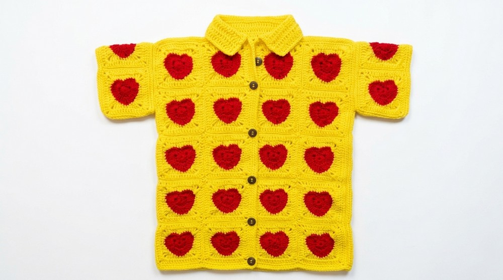 Crochet Granny Heart Polo Shirt Pattern
