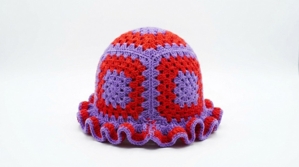 Crochet Granny Square Ruffle Hat Pattern