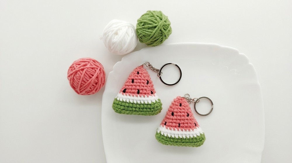 Crochet Watermelon Keychain Pattern