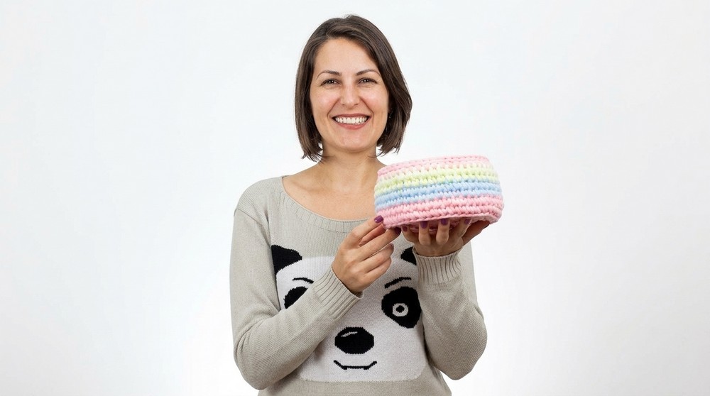 Crochet Basket with T-shirt Yarn Pattern