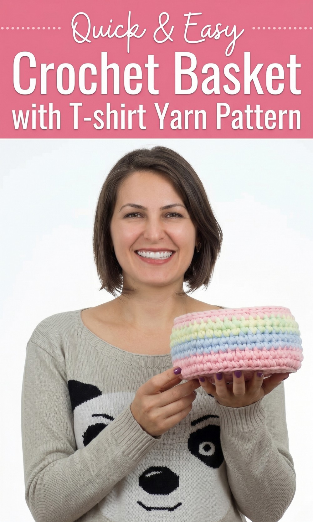 Crochet Basket with T-shirt Yarn Pattern