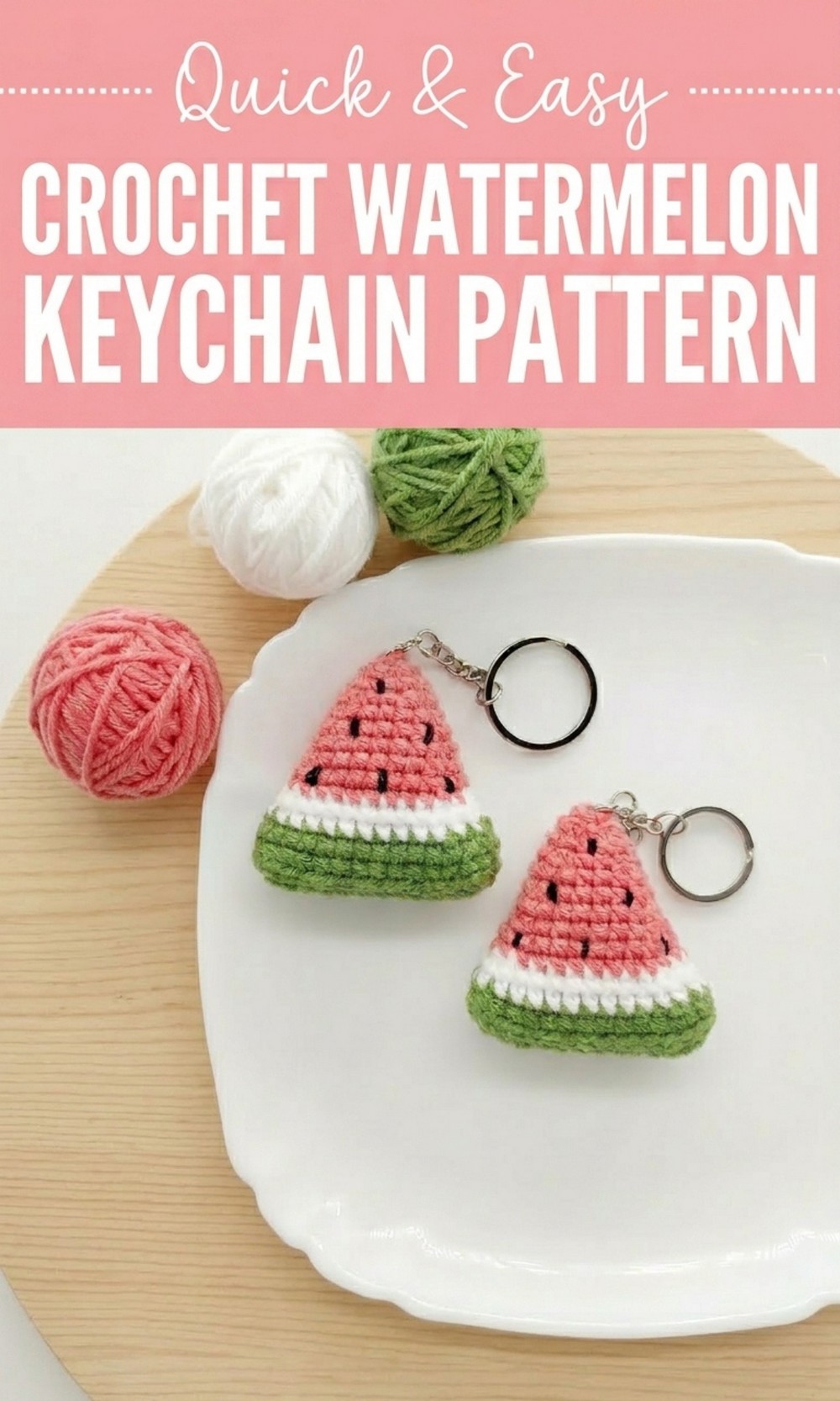 Crochet Watermelon Keychain Pattern