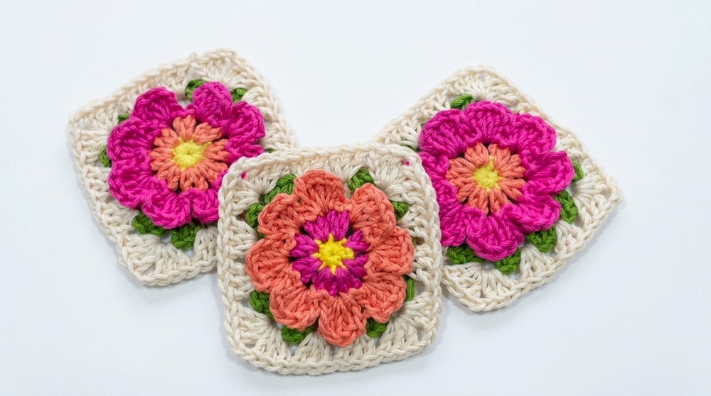Crochet Granny Square Flower Pattern