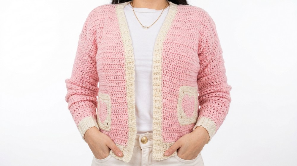 Crochet Granny Heart Cardigan Pattern