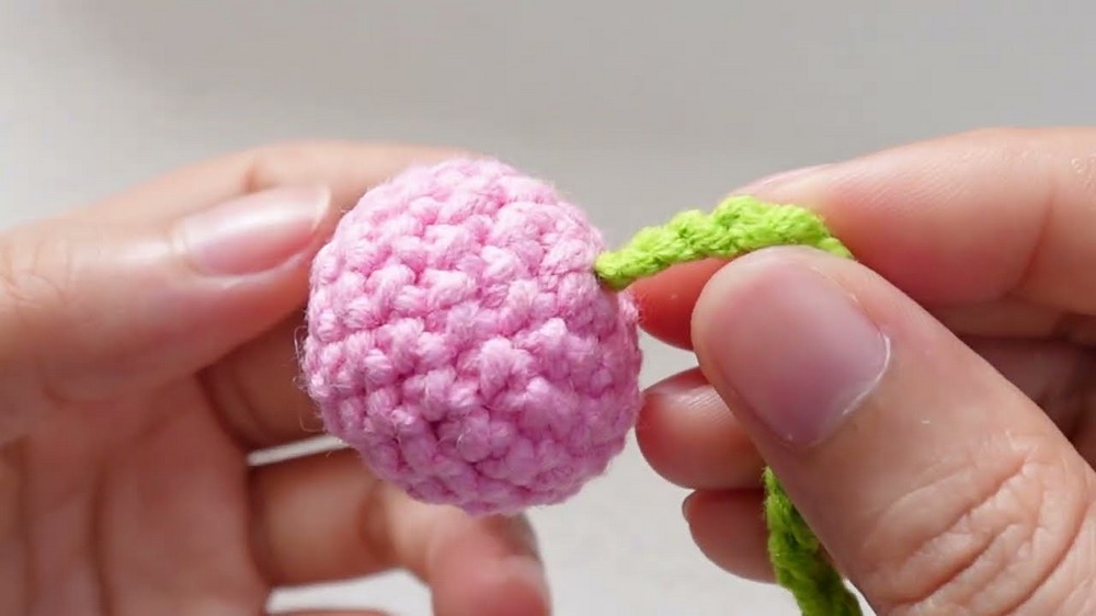 Crochet Cherry Keychain Pattern 5