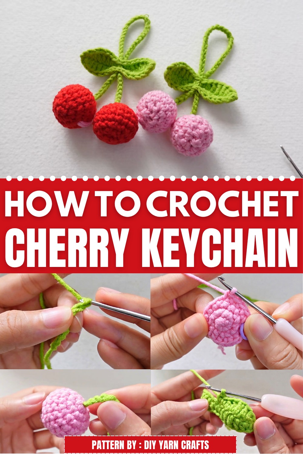 Crochet Cherry Keychain Pattern