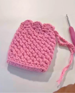 Crochet Drawstring Mini Pouch Pattern 6