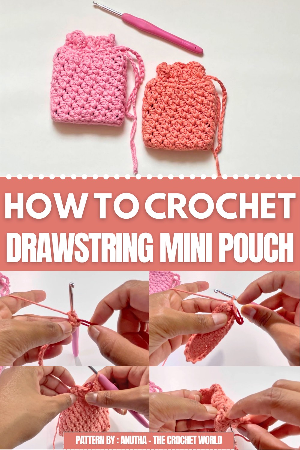 Crochet Drawstring Mini Pouch Pattern