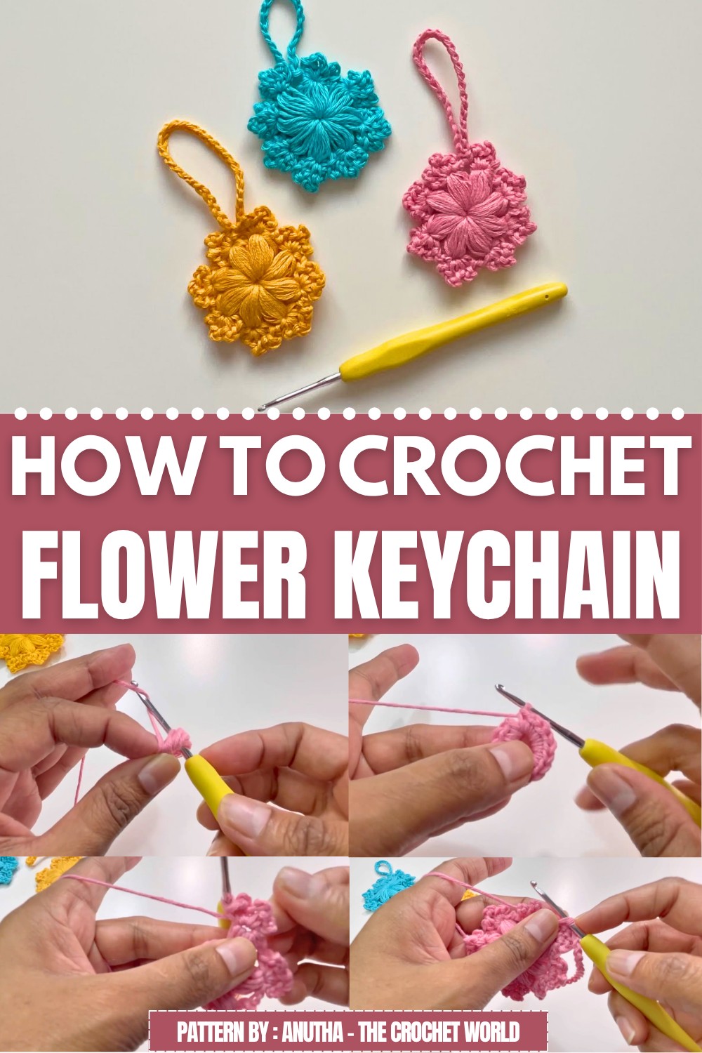 Crochet Flower Keychain Pattern