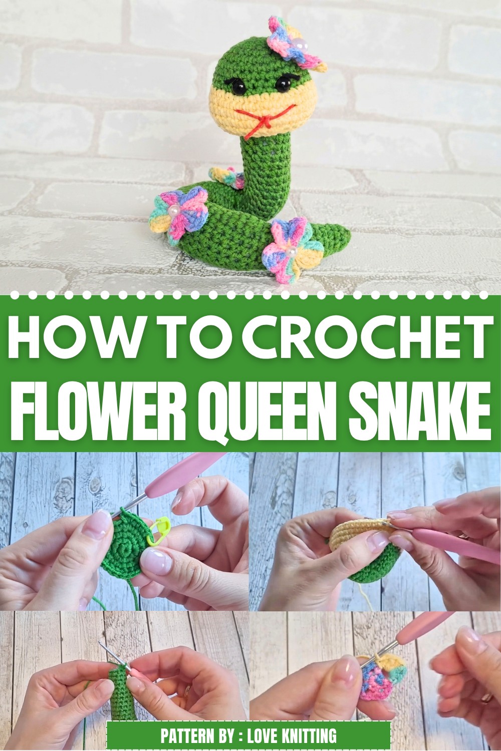 Crochet Flower Queen Snake Pattern