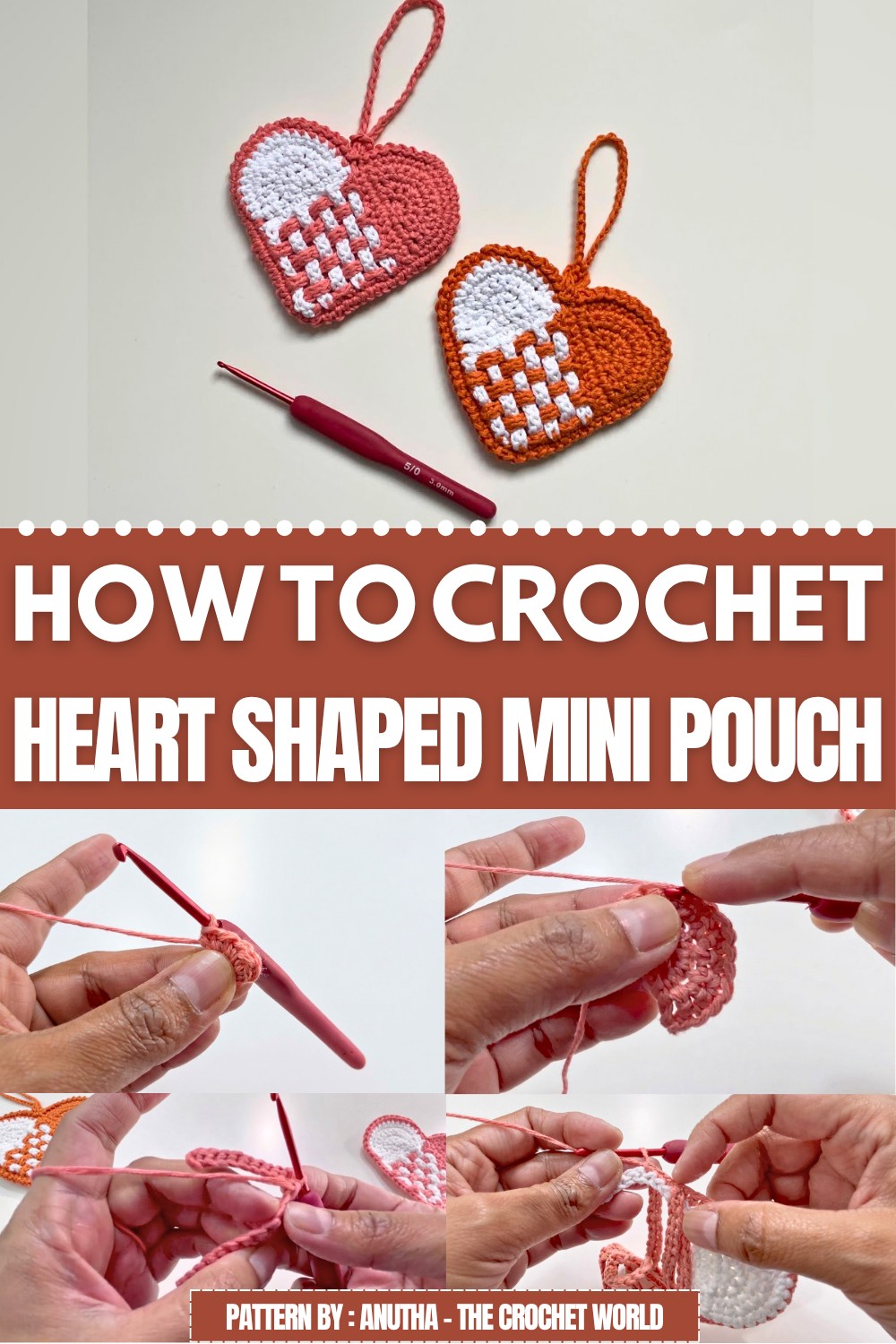 Crochet Heart Shaped Mini Pouch Pattern