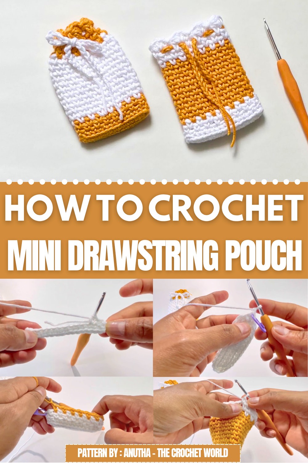 Crochet Mini Drawstring Pouch Pattern