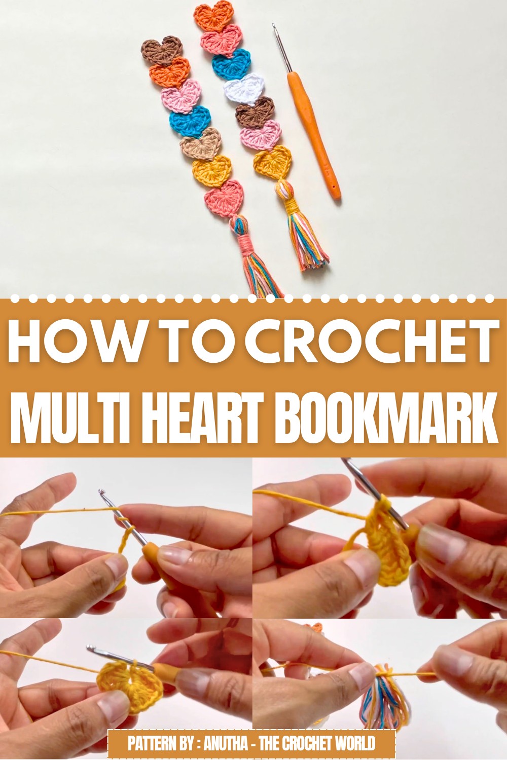 Crochet Multi Heart Bookmark Pattern