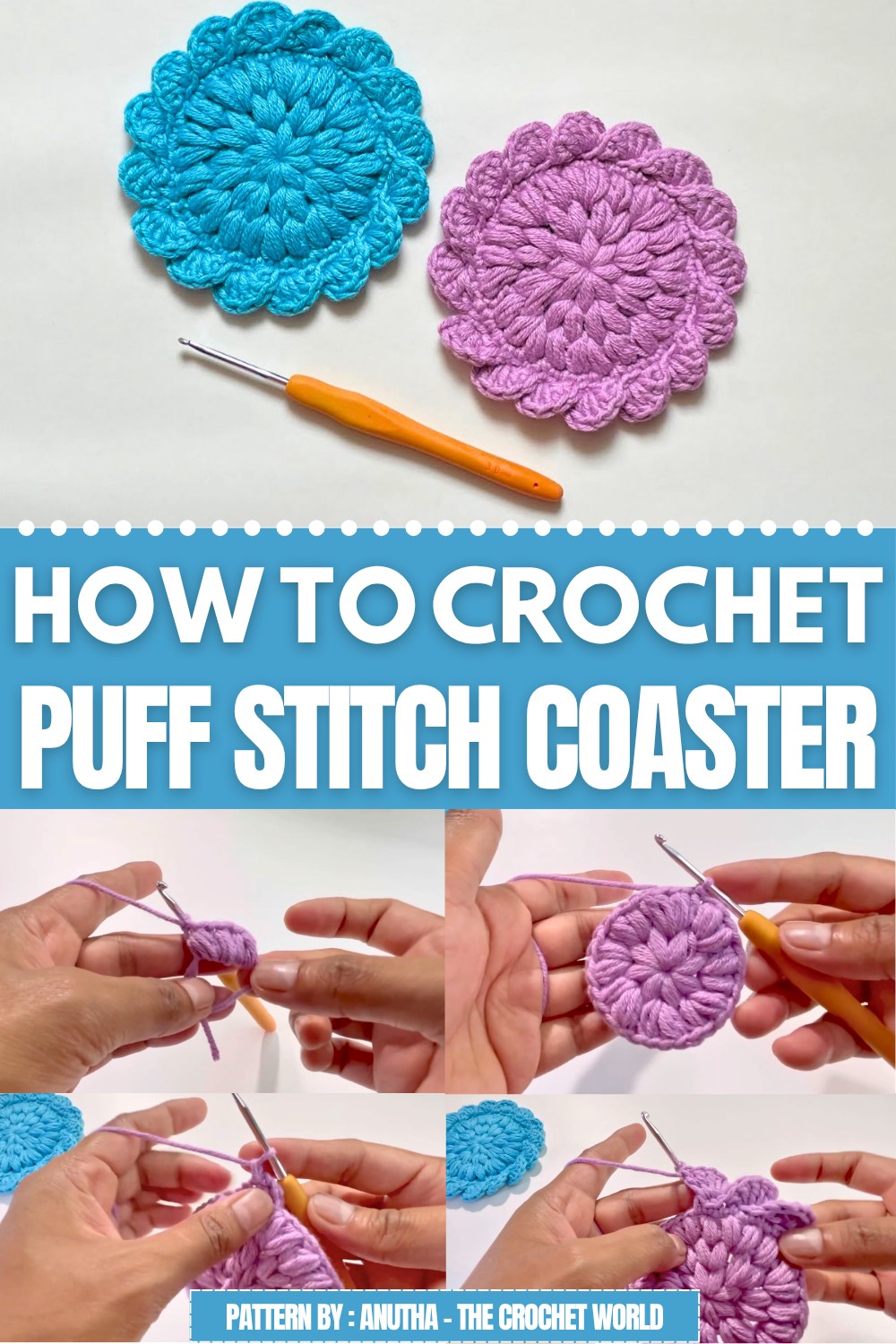 Crochet Puff Stitch Coaster Pattern