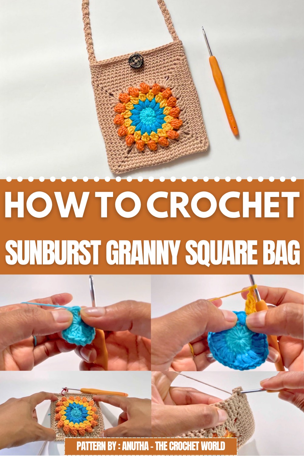 Crochet Sunburst Granny Square Bag Pattern