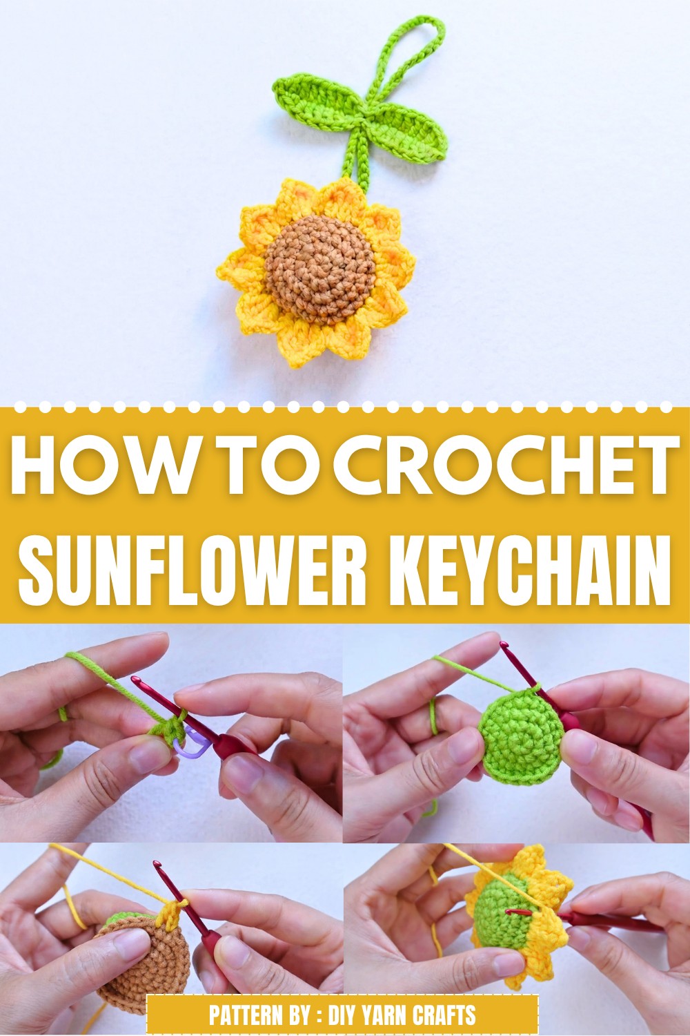 Crochet Sunflower Keychain Pattern