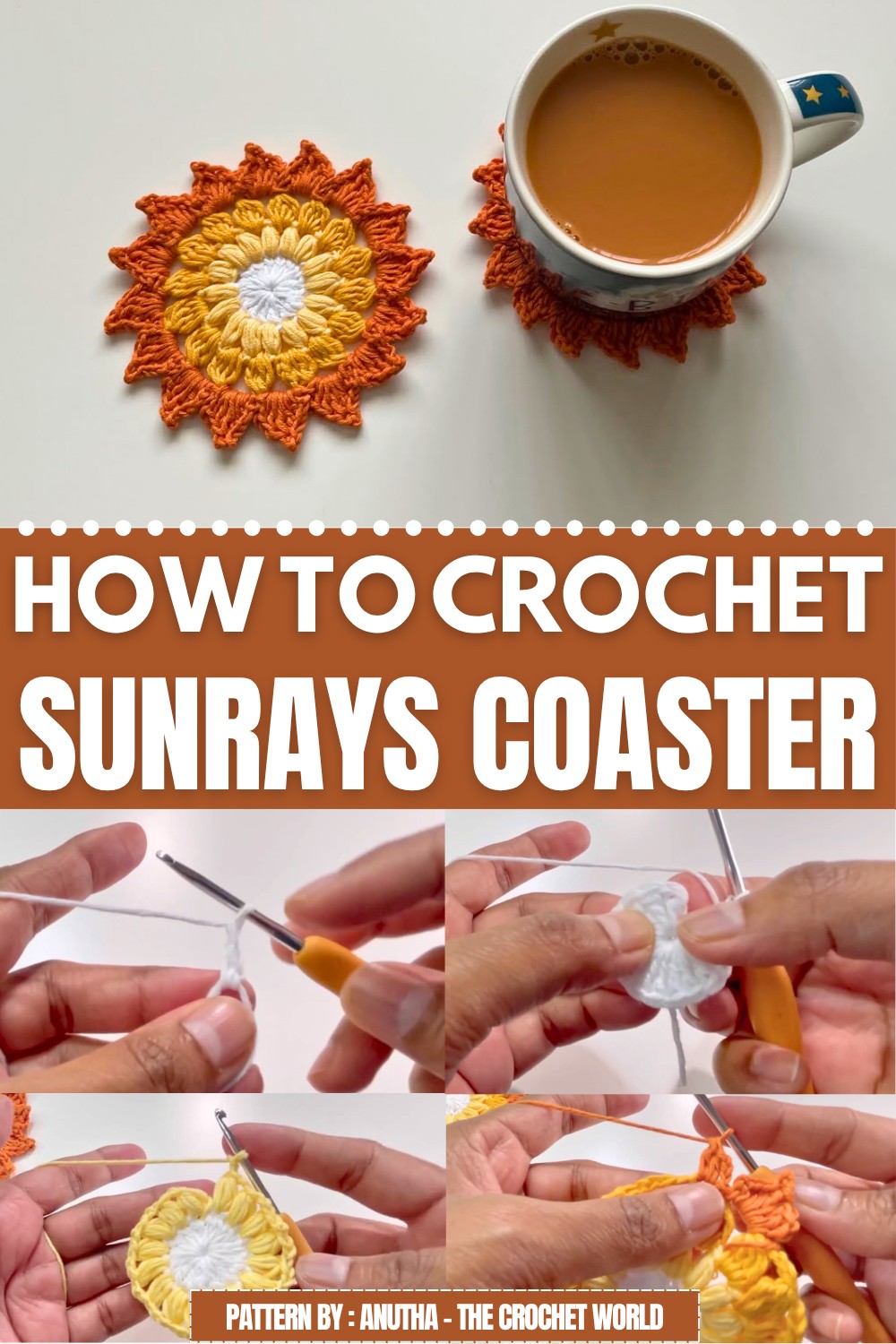 Crochet Sunrays Coaster Pattern
