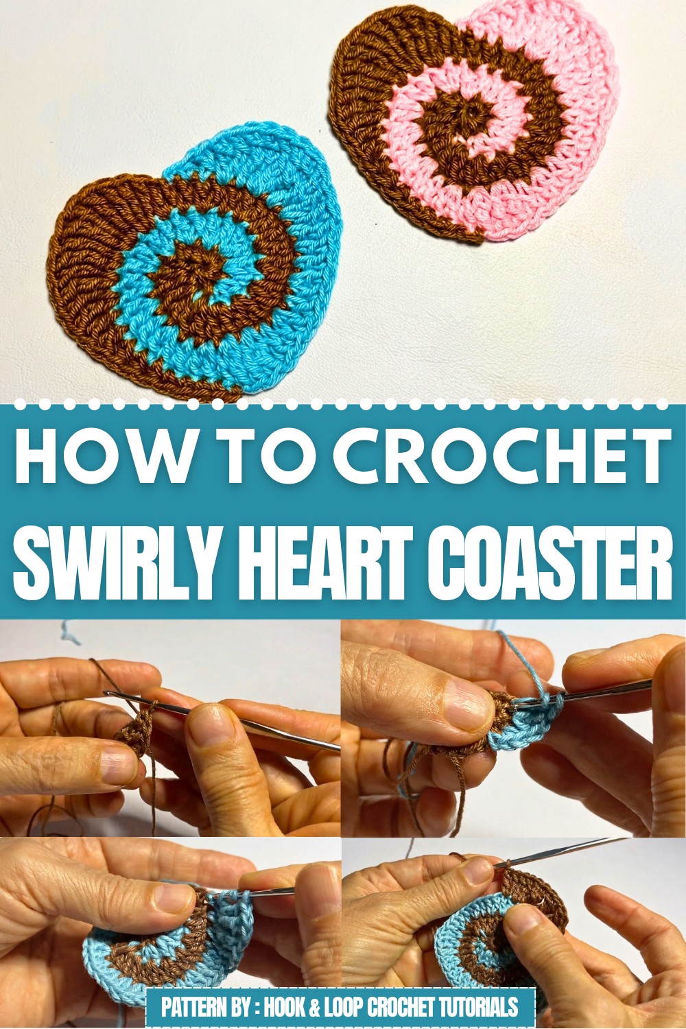 Crochet Swirly Heart Coaster Pattern