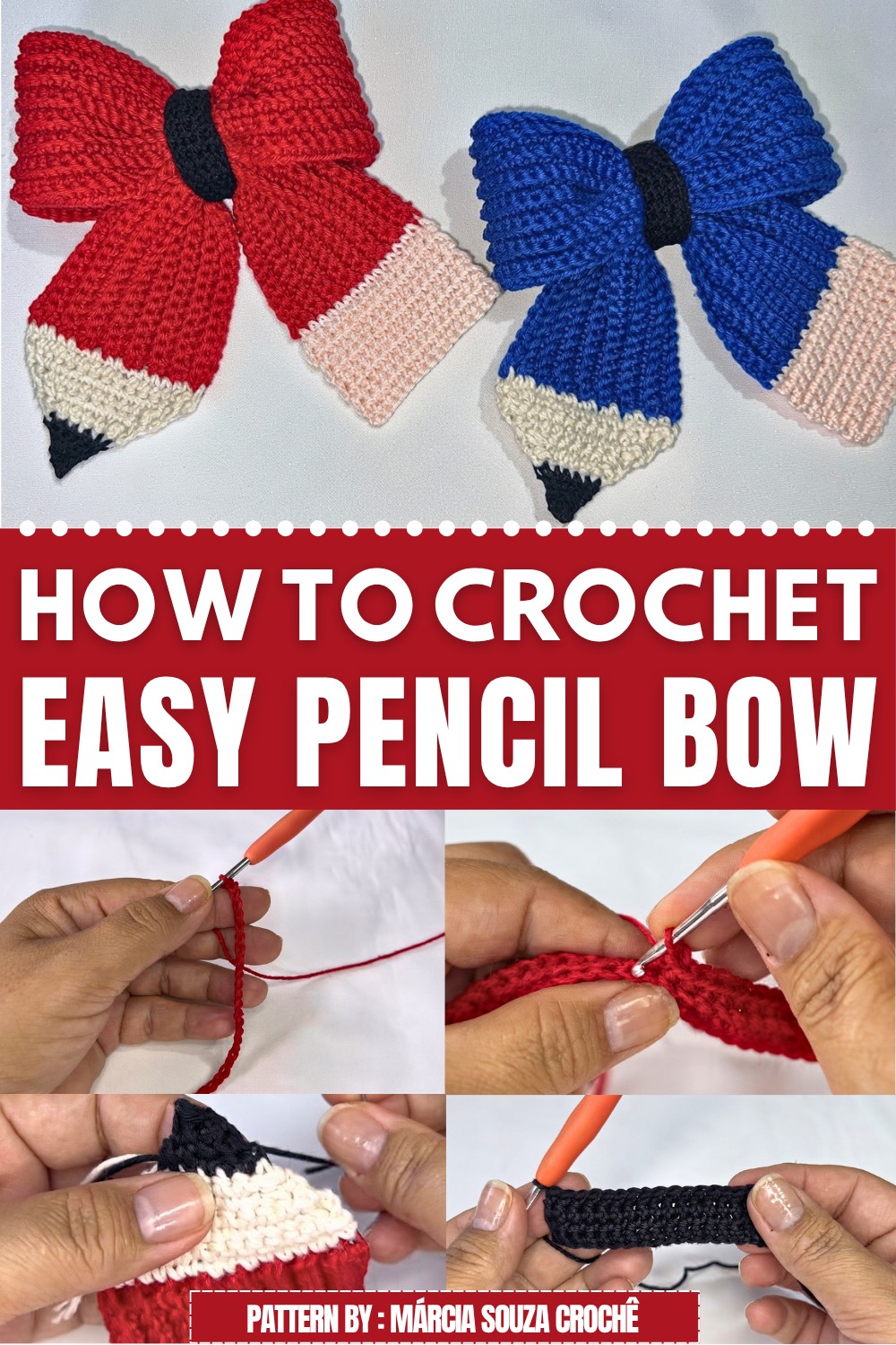 Easy Crochet Pencil Bow Pattern