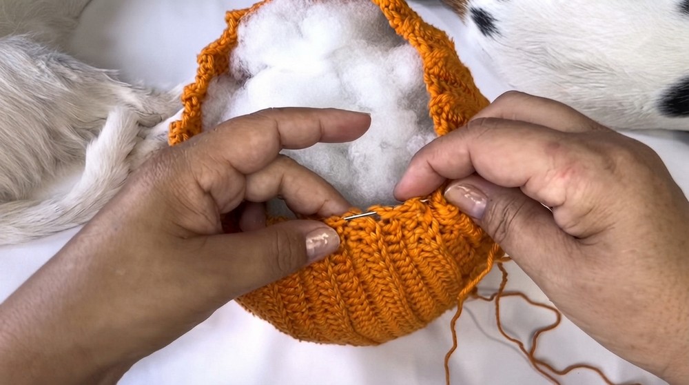 Easy Crochet Pumpkin Doorstop Pattern 4